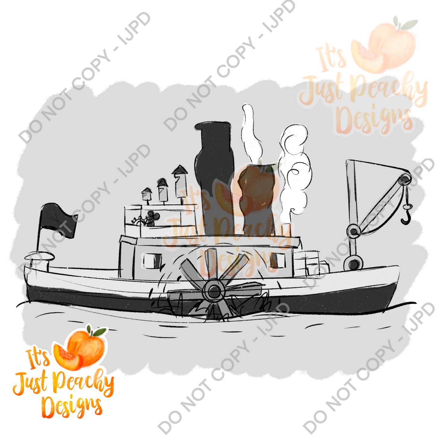 Sketchy Steamboat Willie Boat PNG