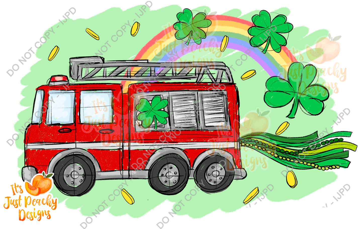 St. Patrick’s Fire Trucks- Mini Collection - PNG and Seamless