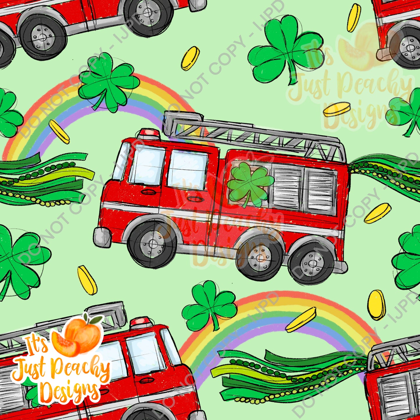 St. Patrick’s Fire Trucks- Mini Collection - PNG and Seamless
