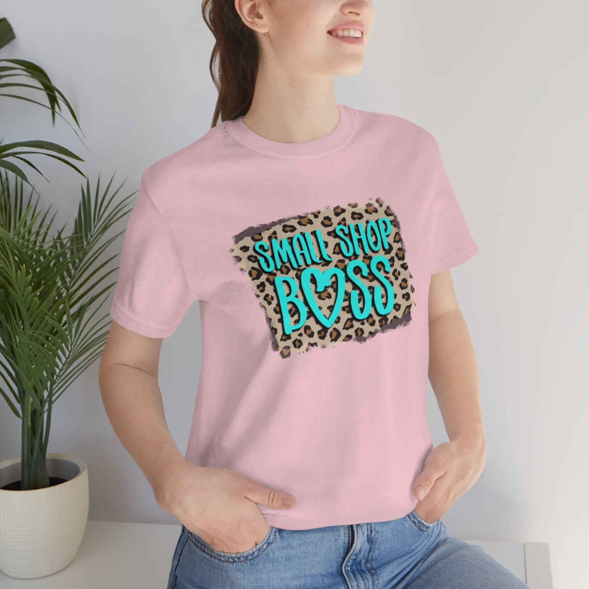 Teal Leopard Small Shop Boss B + C Unisex Jersey Short Sleeve Tee