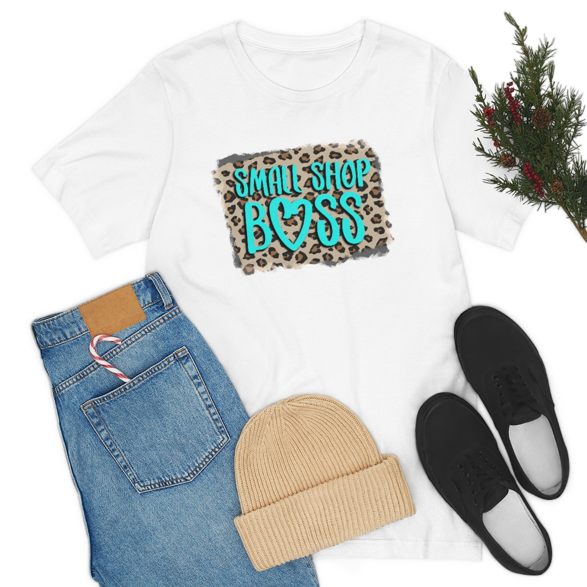 Teal Leopard Small Shop Boss B + C Unisex Jersey Short Sleeve Tee