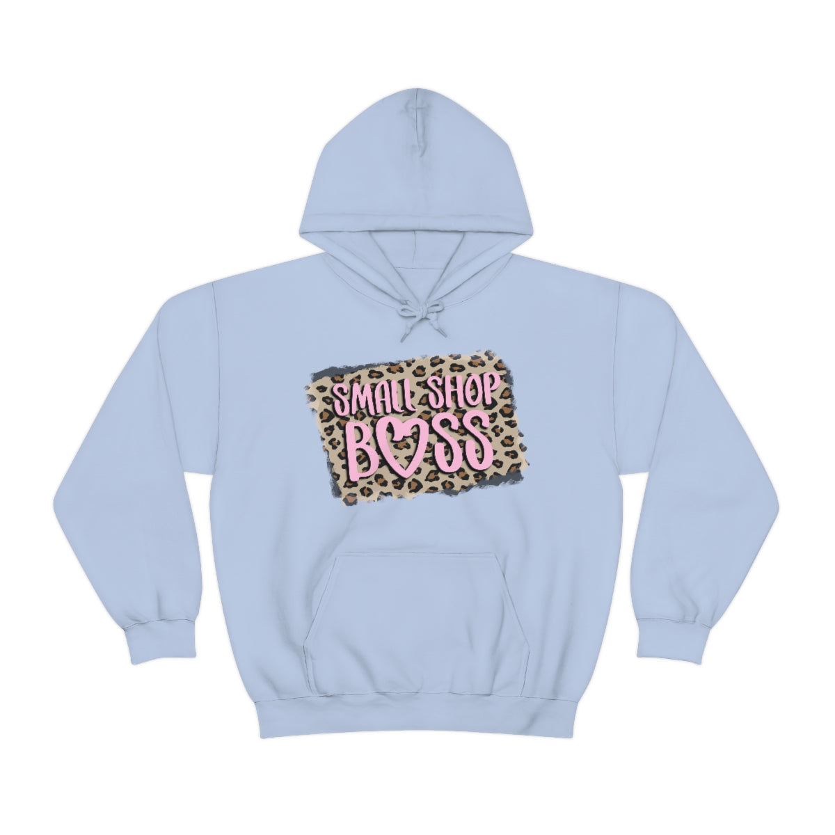 Leopard Pink Small Shop Boss, Unisex Heavy Blend™ Hooded Sweatshirt