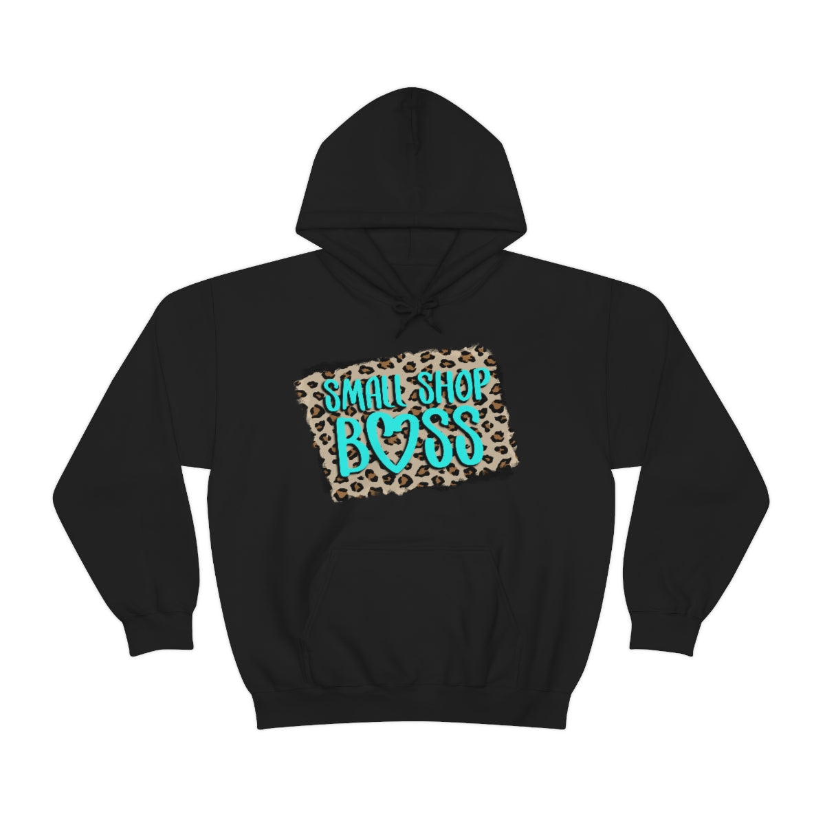 Leopard Teal Small Shop Boss, Unisex Heavy Blend™ Hooded Sweatshirt