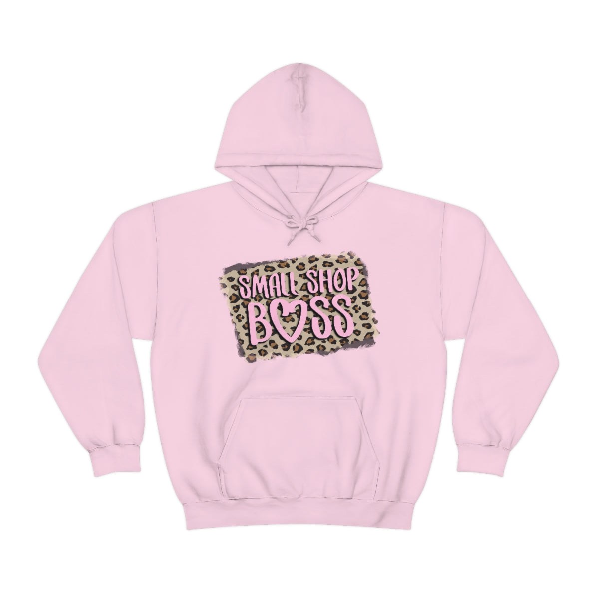 Leopard Pink Small Shop Boss, Unisex Heavy Blend™ Hooded Sweatshirt