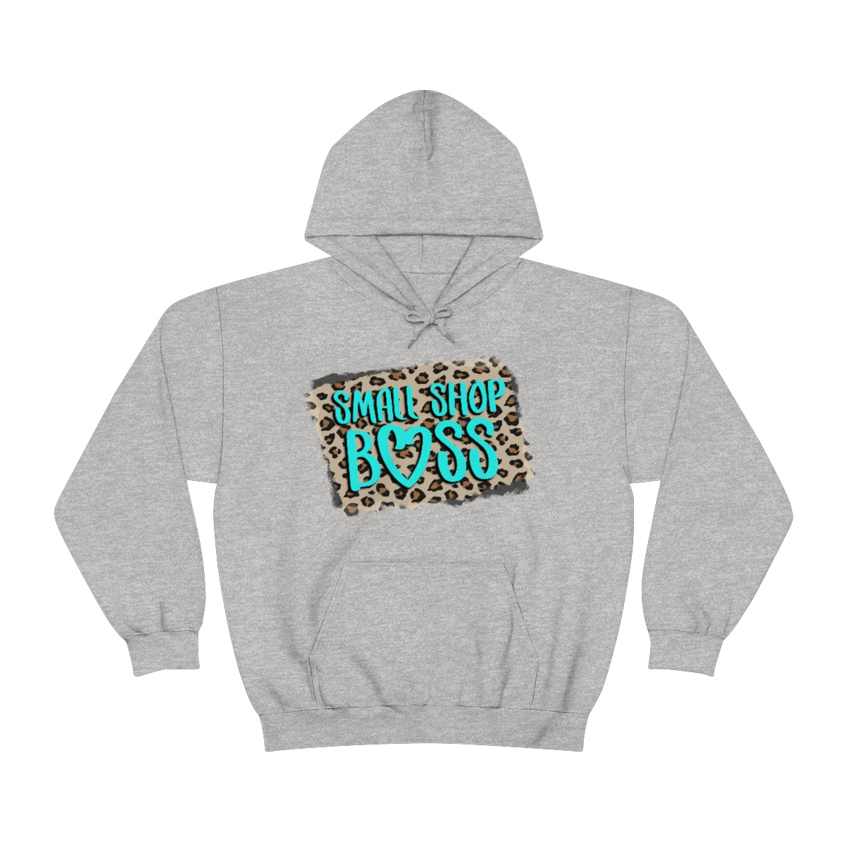 Leopard Teal Small Shop Boss, Unisex Heavy Blend™ Hooded Sweatshirt