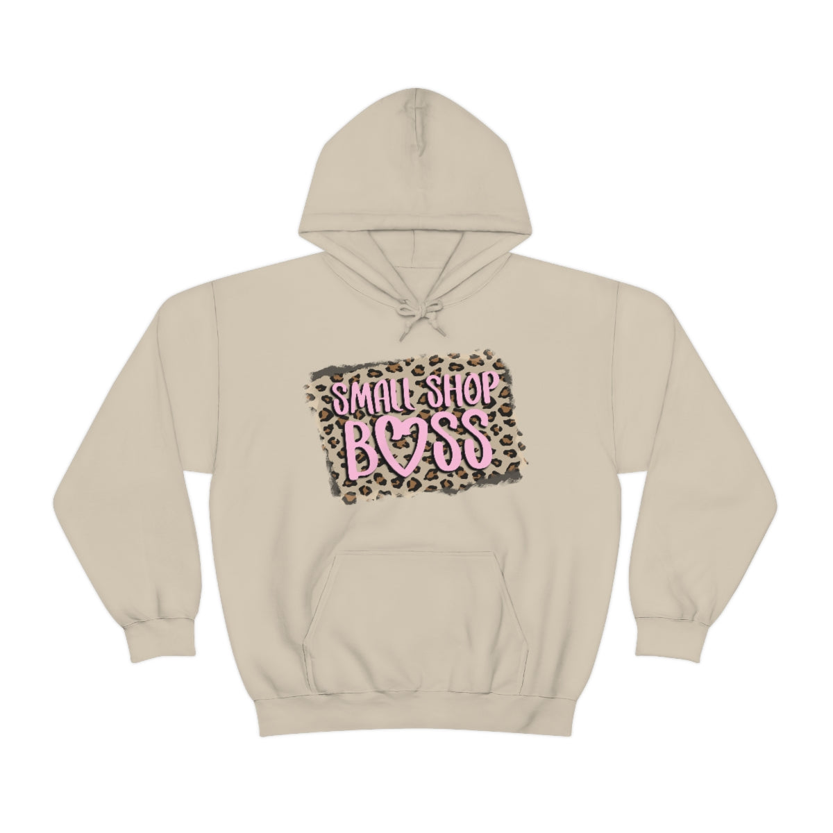 Leopard Pink Small Shop Boss, Unisex Heavy Blend™ Hooded Sweatshirt