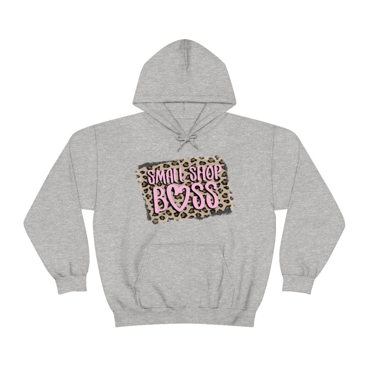 Leopard Pink Small Shop Boss, Unisex Heavy Blend™ Hooded Sweatshirt
