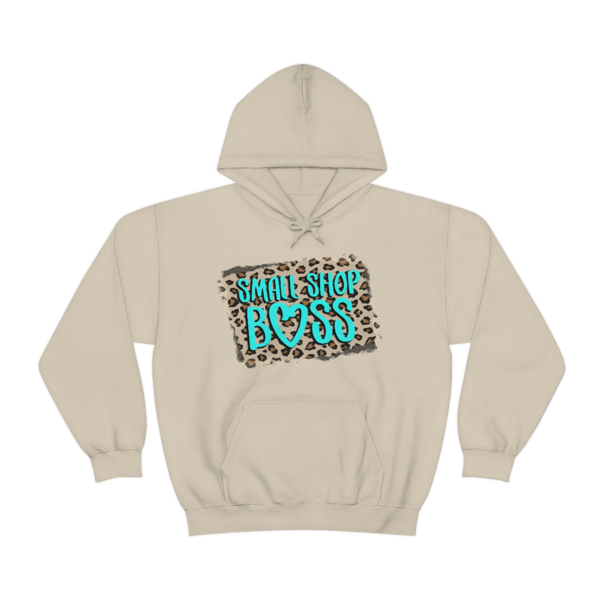 Leopard Teal Small Shop Boss, Unisex Heavy Blend™ Hooded Sweatshirt