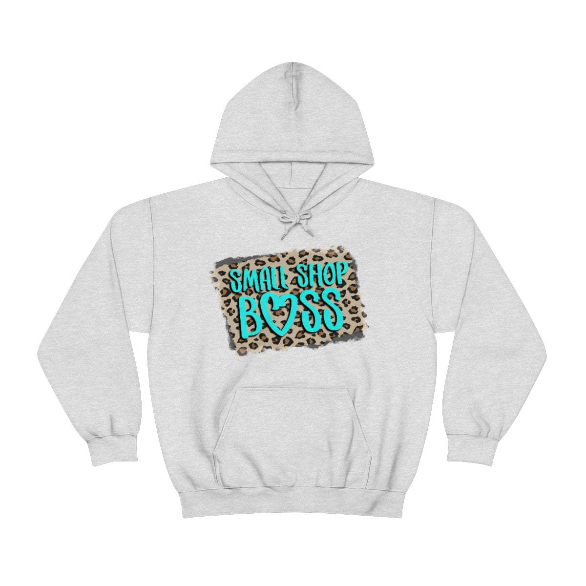 Leopard Teal Small Shop Boss, Unisex Heavy Blend™ Hooded Sweatshirt