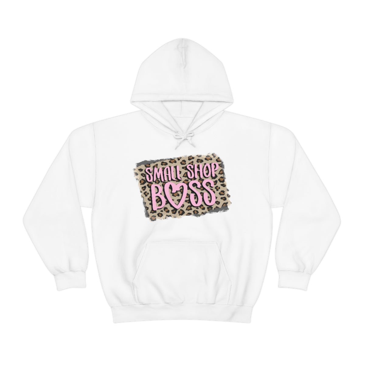 Leopard Pink Small Shop Boss, Unisex Heavy Blend™ Hooded Sweatshirt