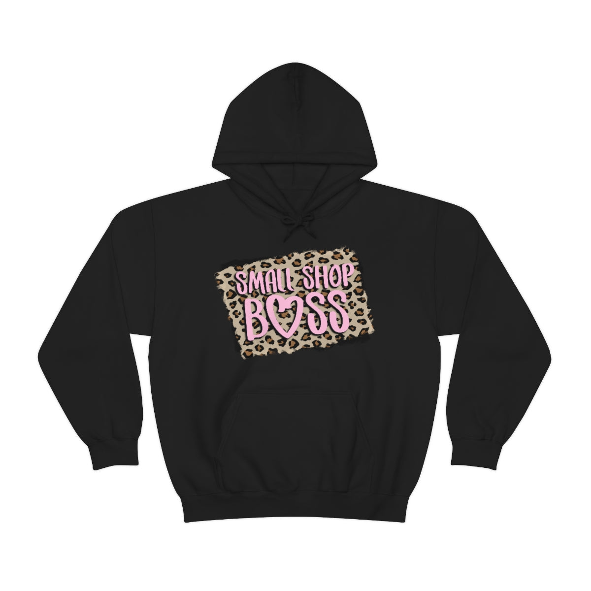 Leopard Pink Small Shop Boss, Unisex Heavy Blend™ Hooded Sweatshirt