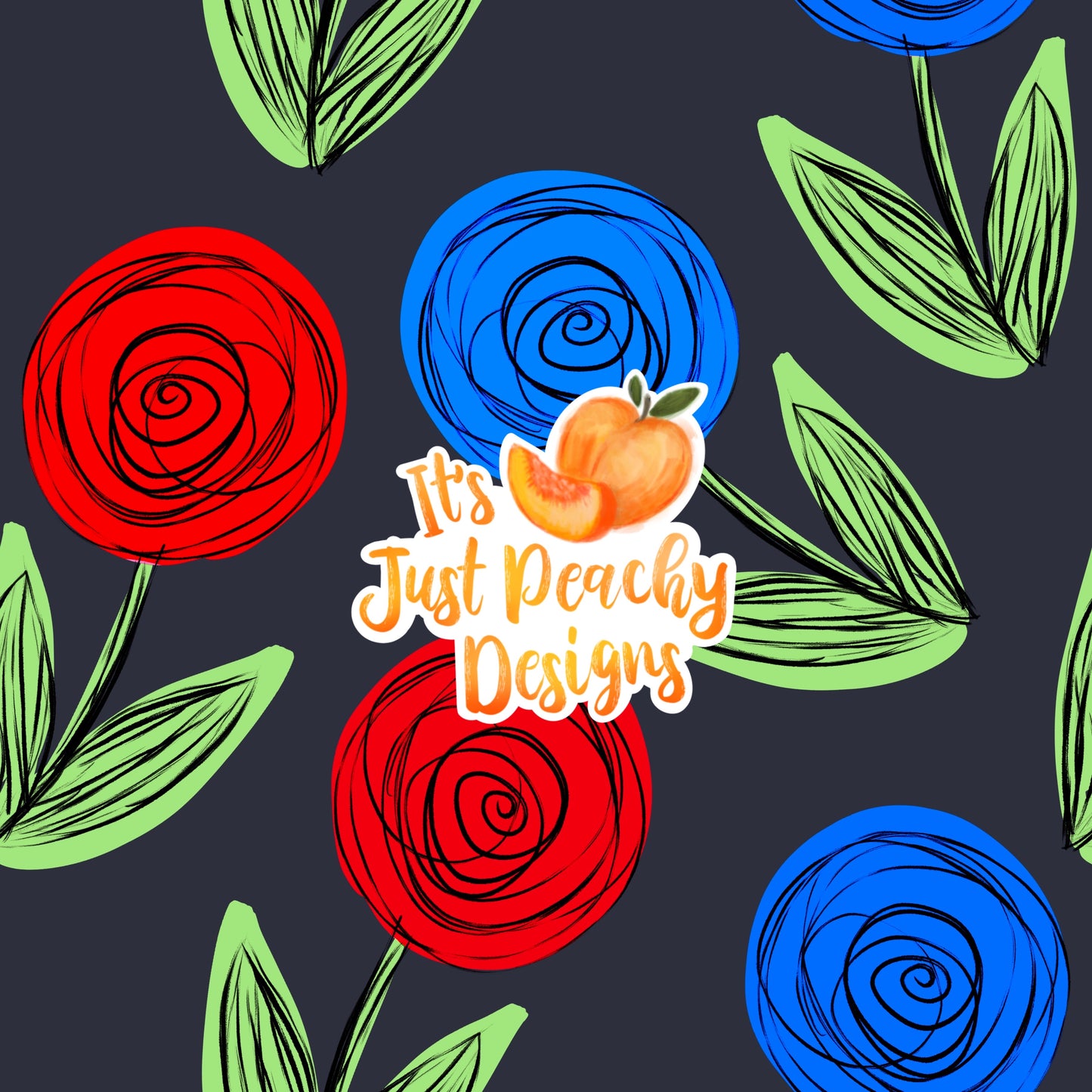 RWB Doodle Floral - Multiple Colors