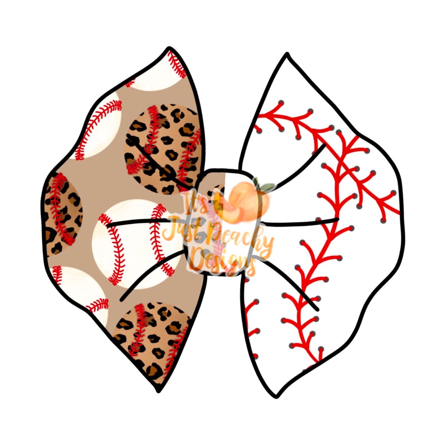Half/Half Bows- Leopard Baseball