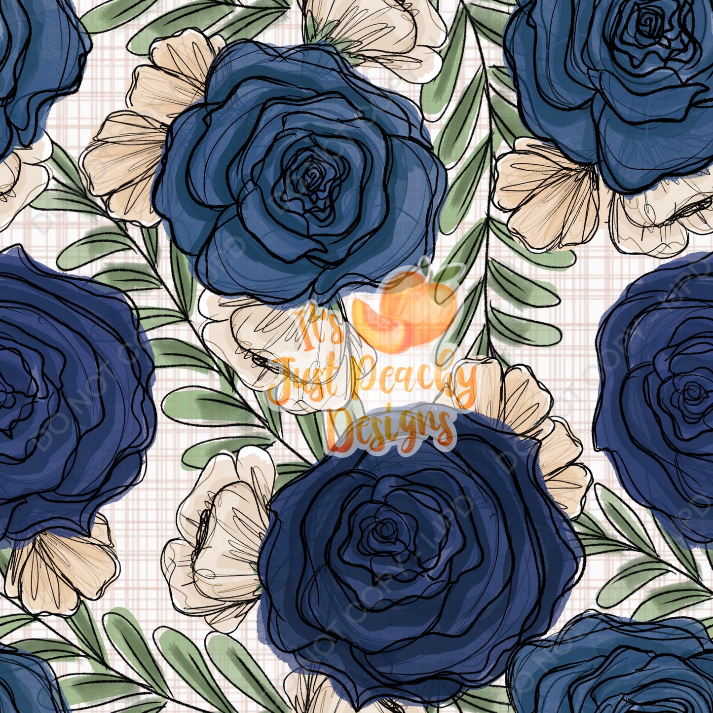Blue Roses Floral -Multiple Color Options