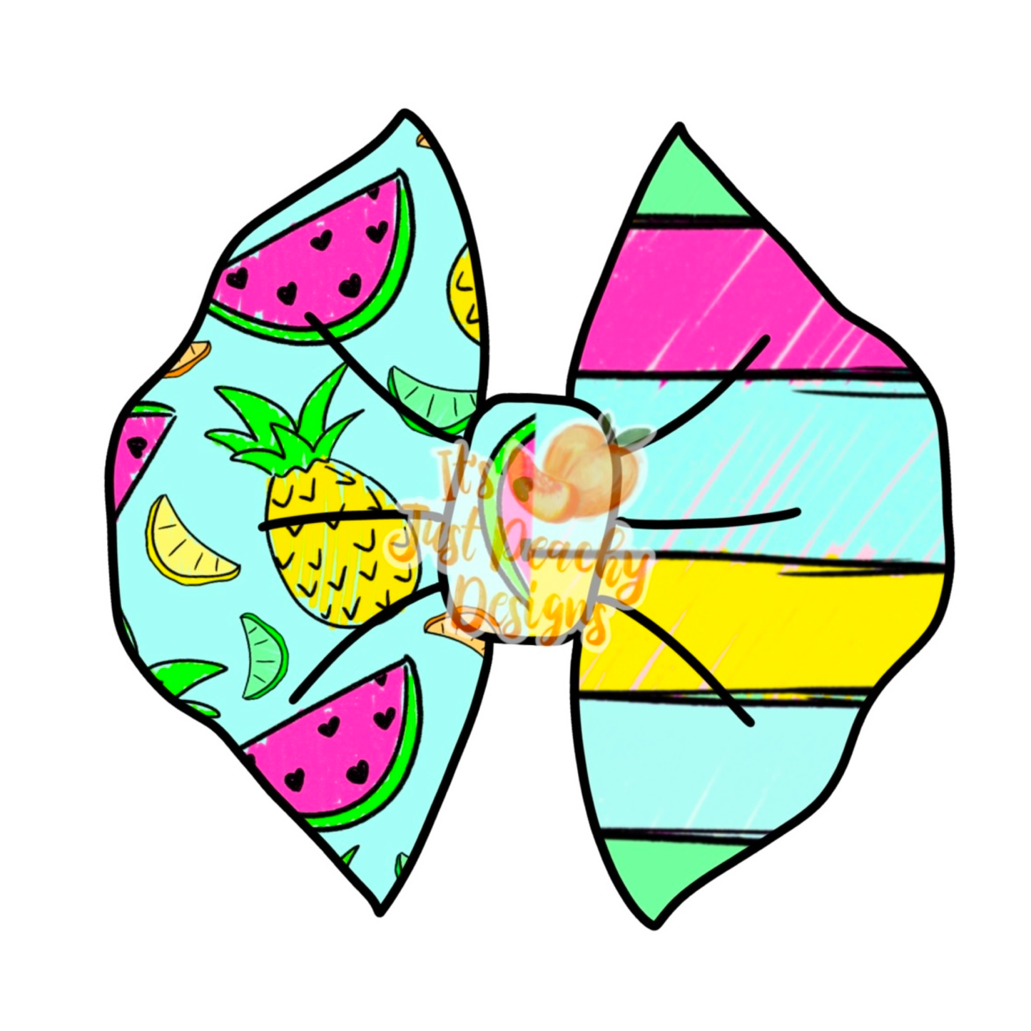 Half/Half Bows- Neon Fruit