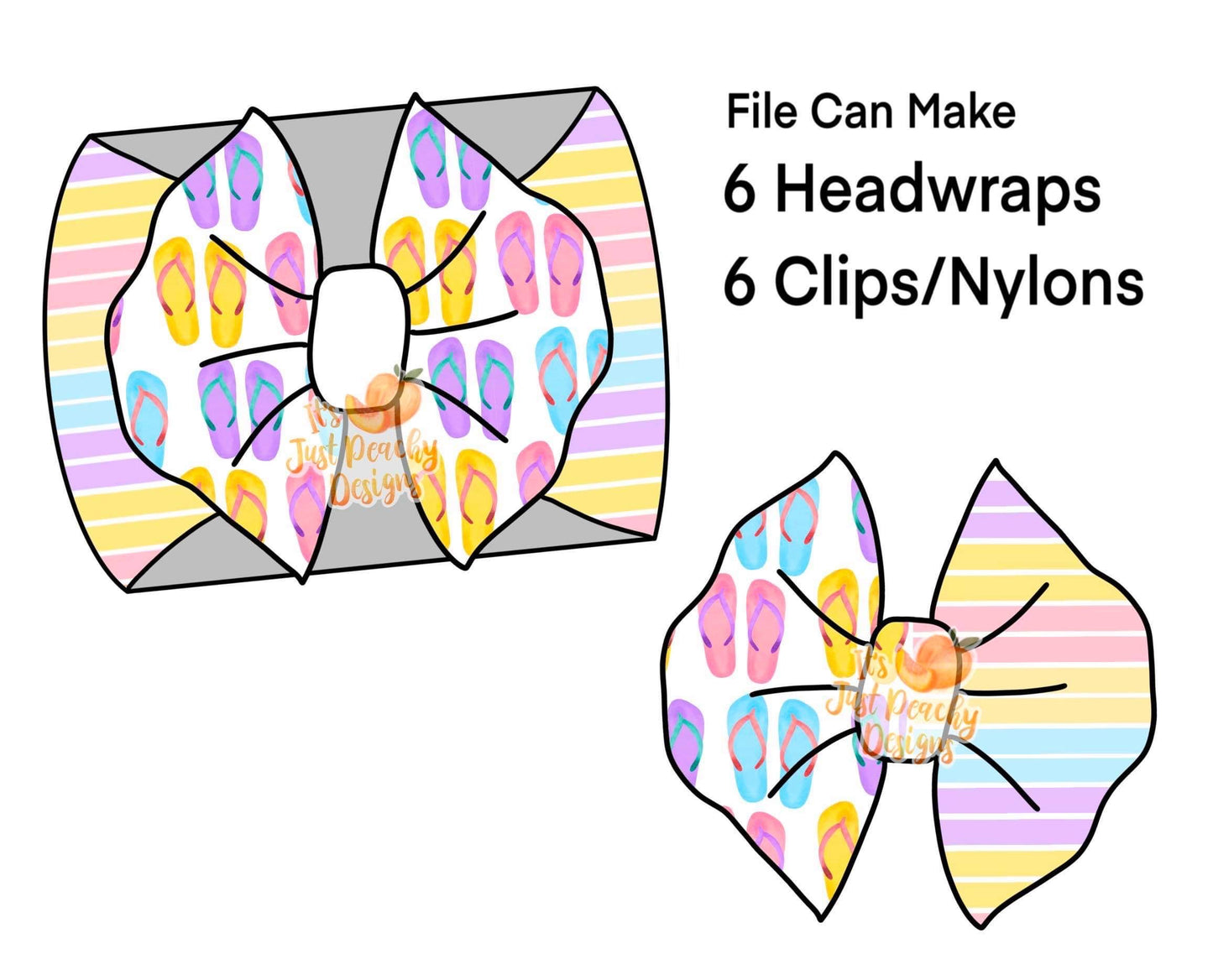 Half/Half Bows- Flip Flops Stripes