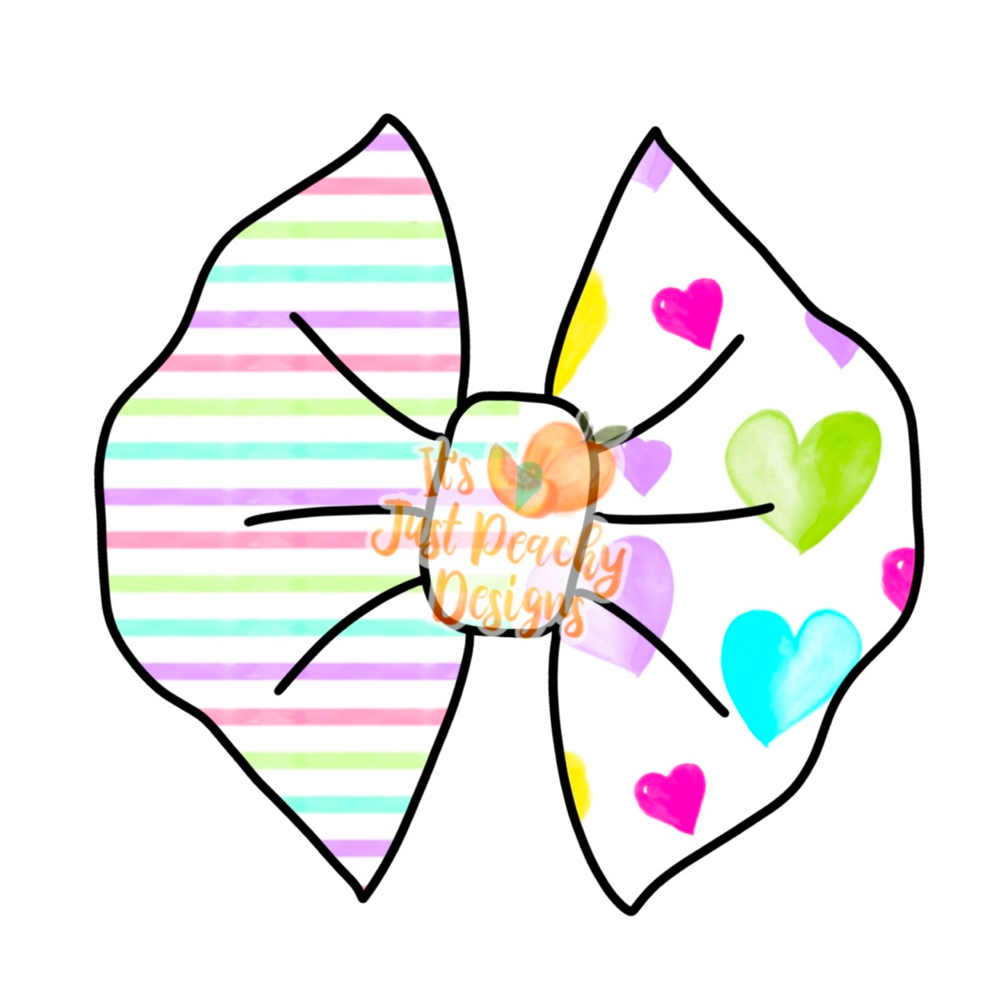 Half/Half Bows- Rainbow Hearts