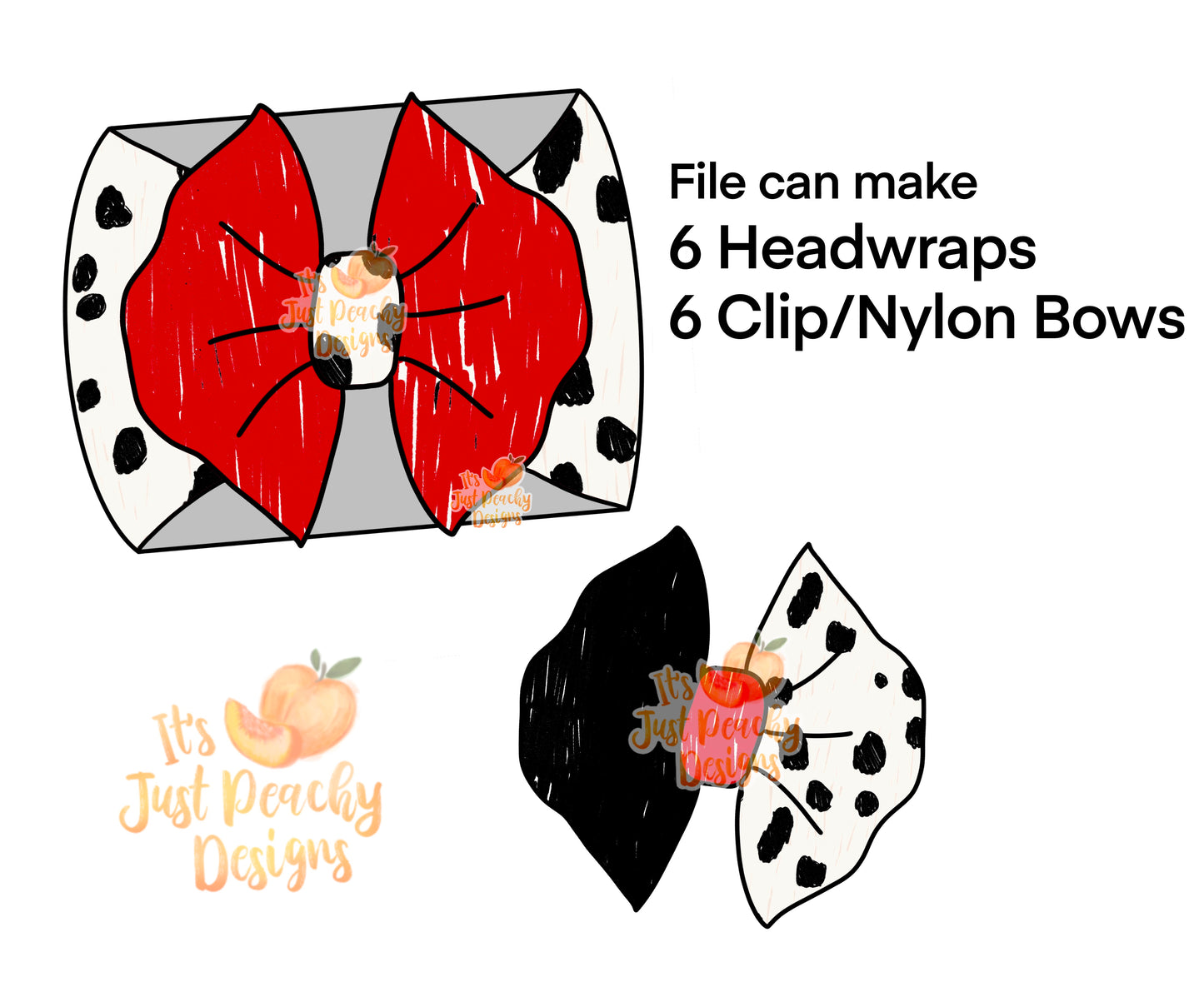 Half/Half Bows- Red/Black Spots 2