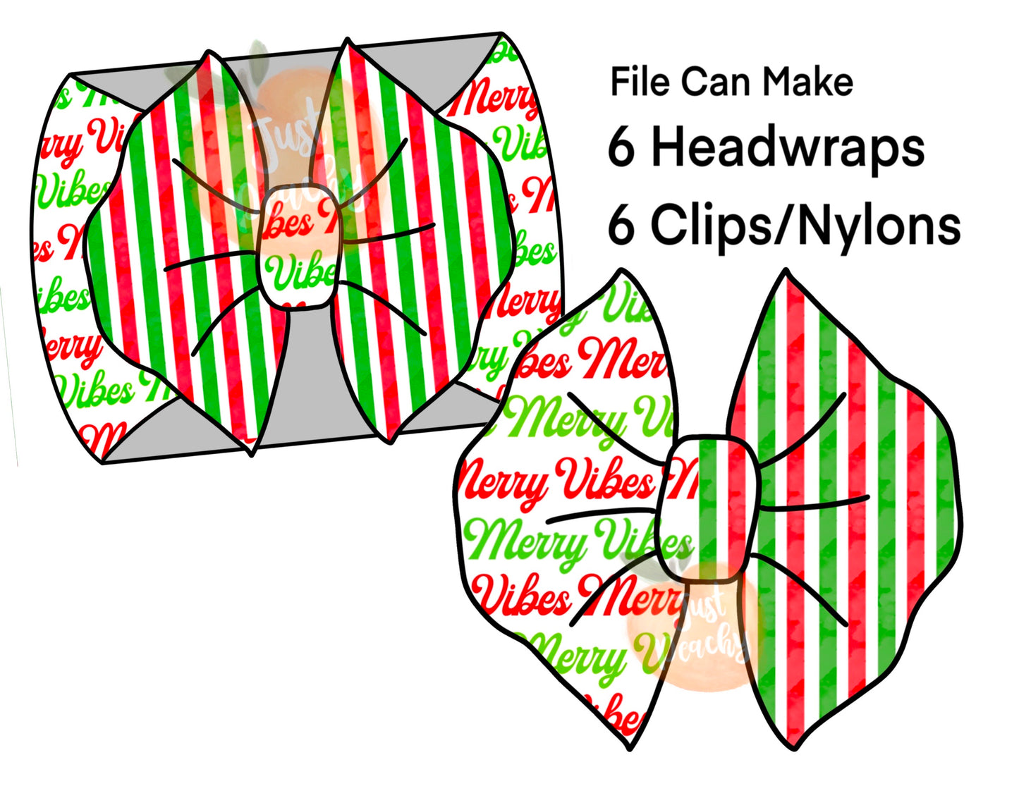 Half/Half Bows- Merry Vibes Red/Green Stripes