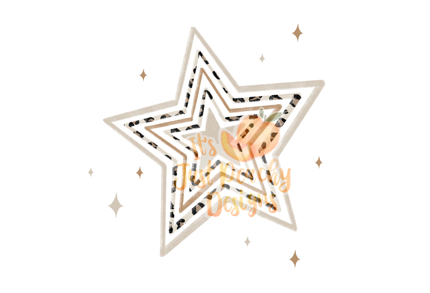 Boho Leopard Star PNG - Multiple Color Options