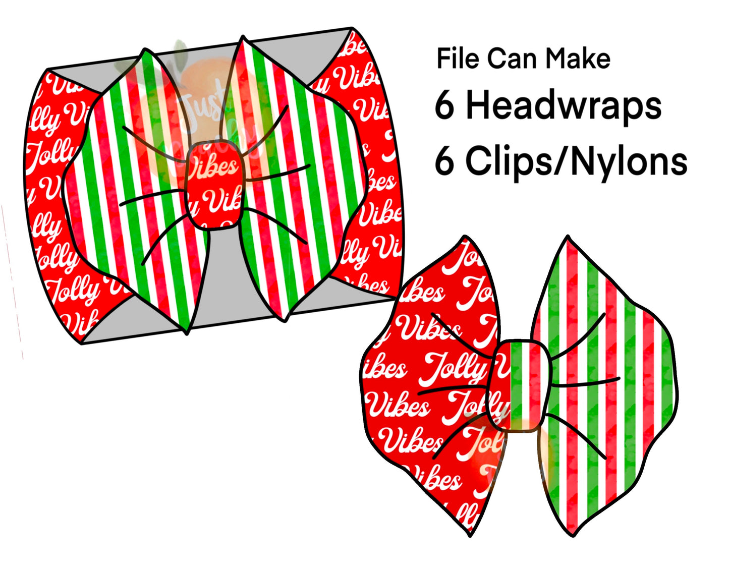 Half/Half Bows- Jolly Vibes Red/Green Stripes 2