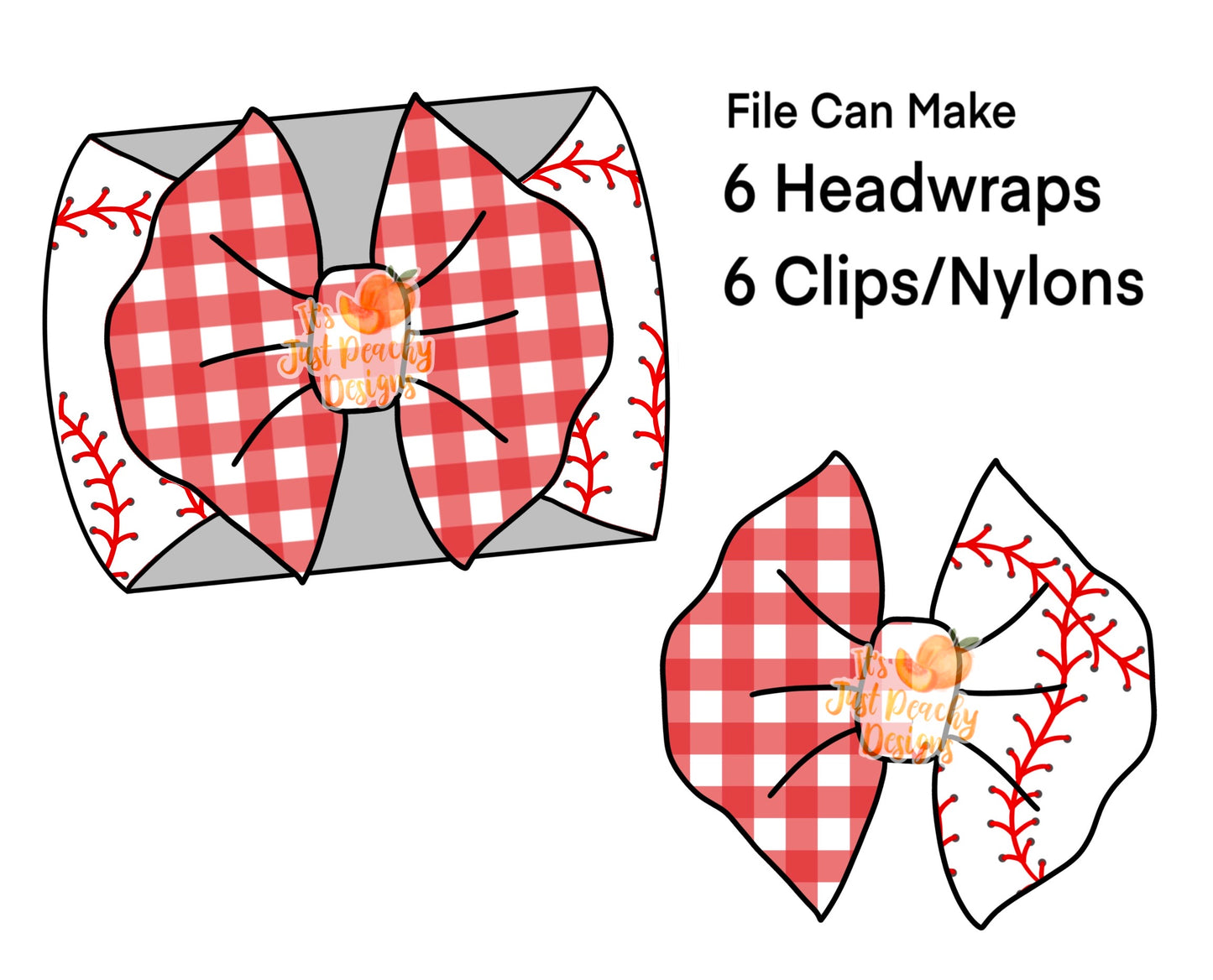 Half/Half Bows- Gingham Baseball