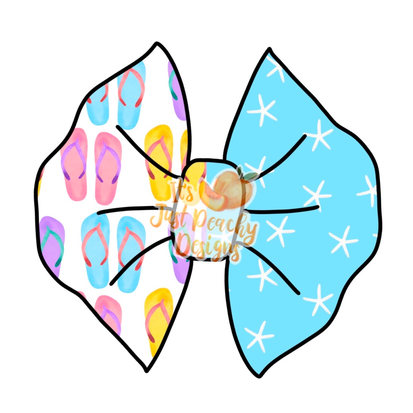 Half/Half Bows- Flip Flop Starfish