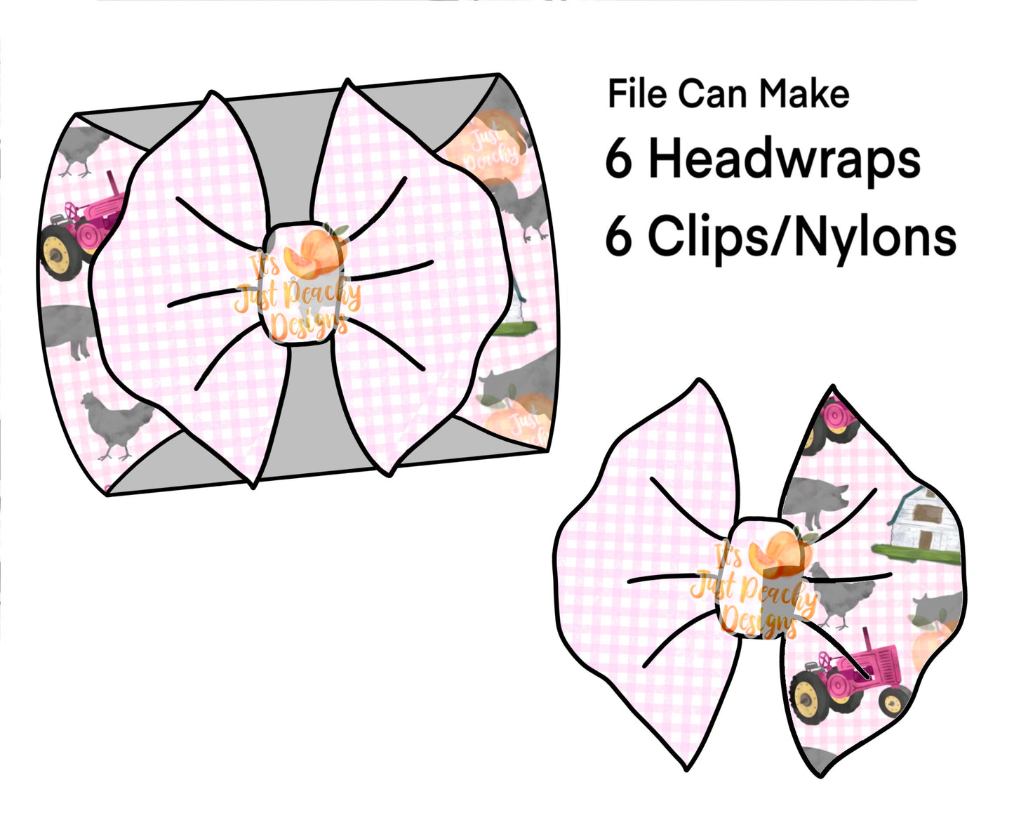Half/Half Bows- Pink Gingham Farm