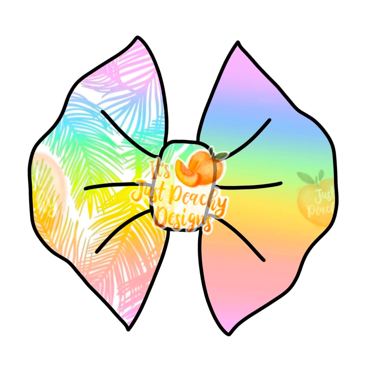 Half/Half Bows- Rainbow Palm