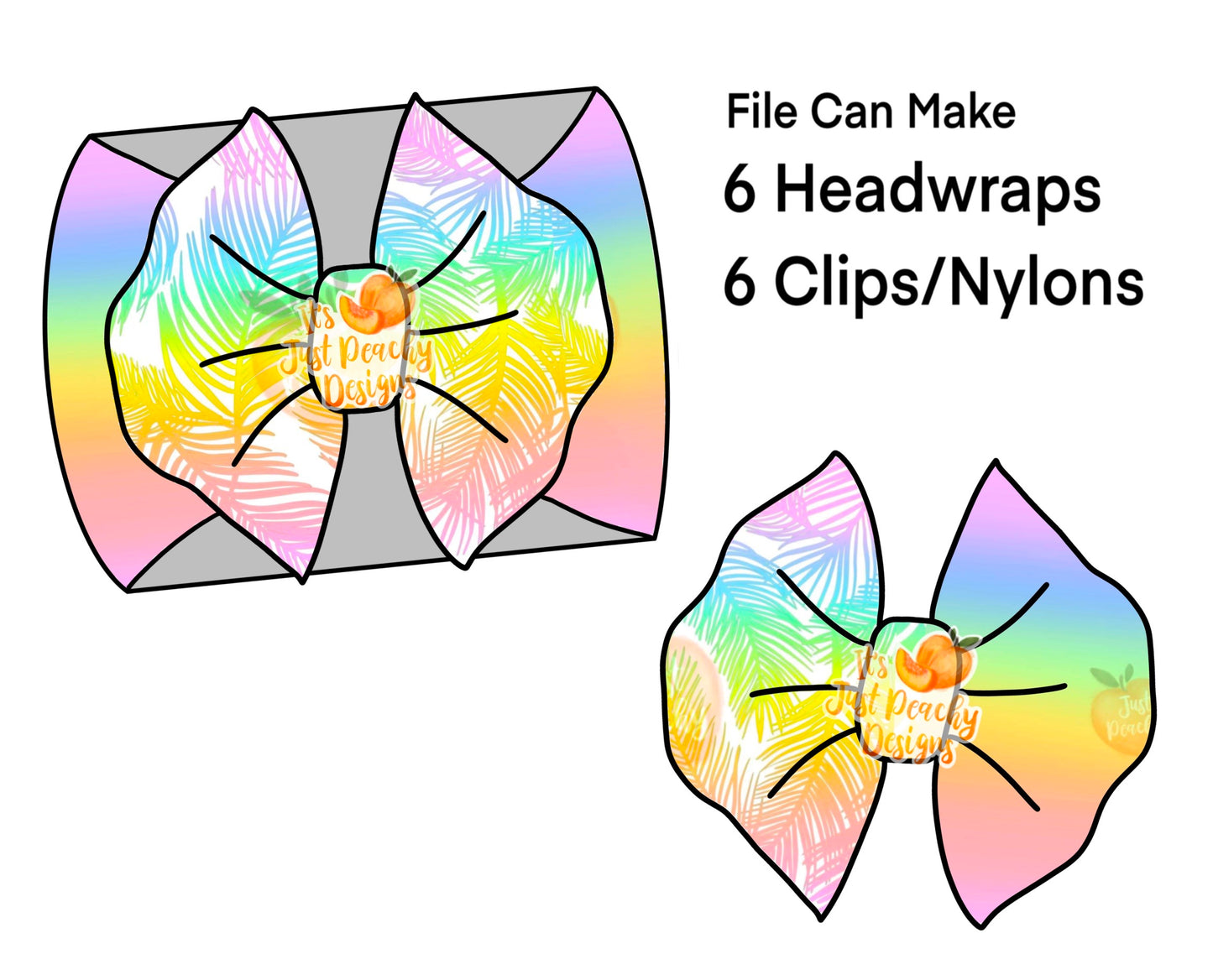Half/Half Bows- Rainbow Palms