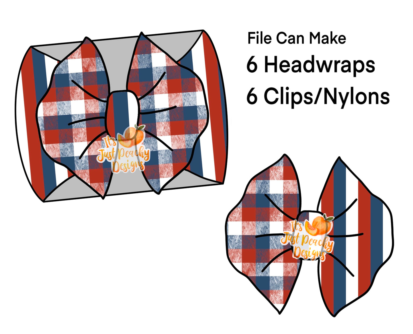 Half/Half Bows- Distressed RWB