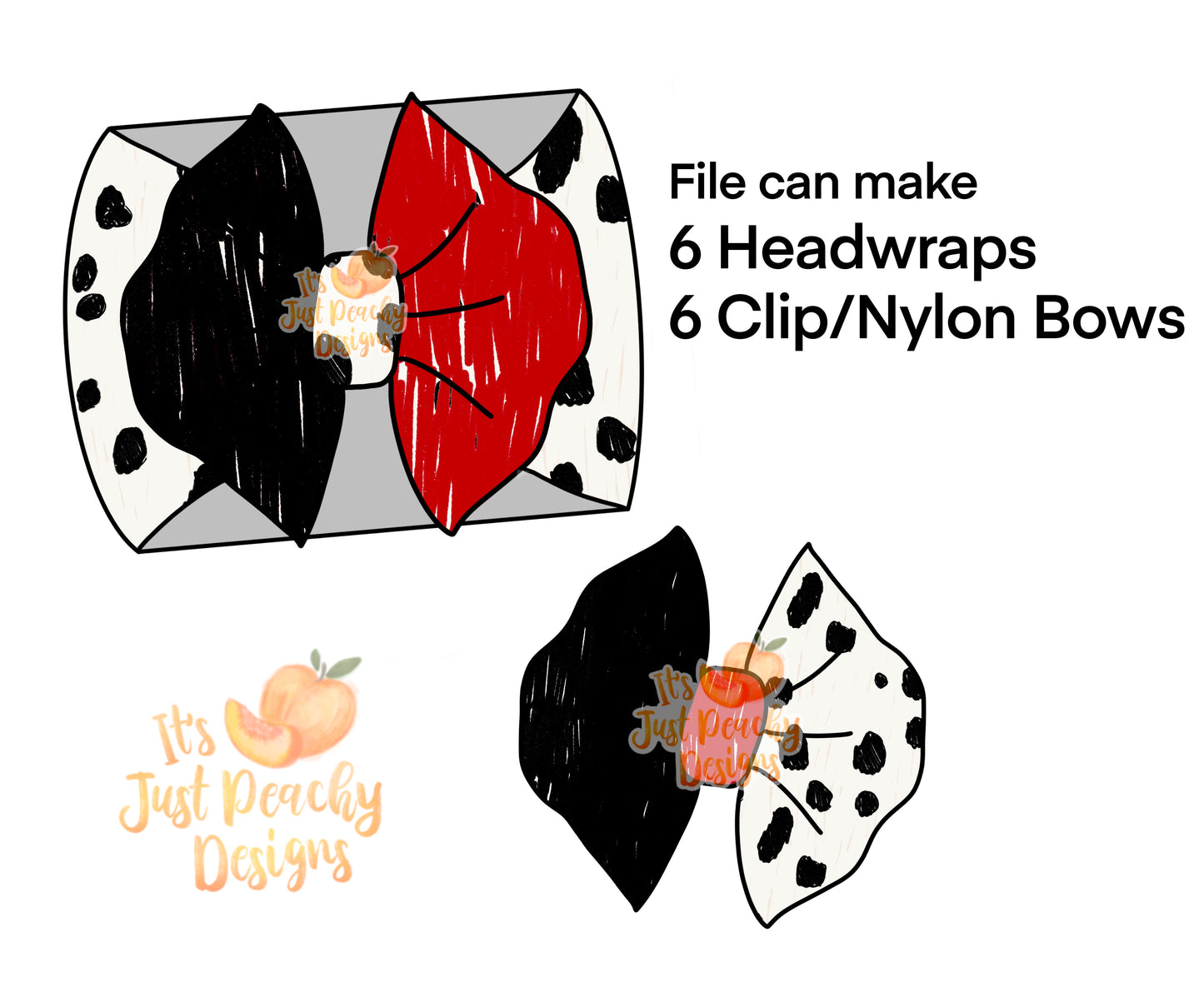 Half/Half Bows- Red/Black Spots