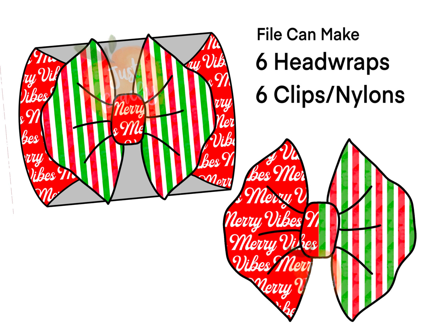 Half/Half Wrap- Merry Vibes Red/Green Stripes 2