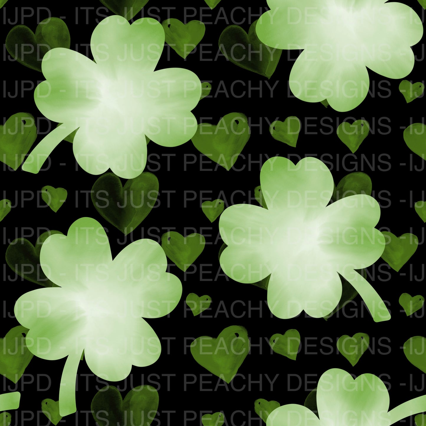 Watercolor Clovers and Hearts - Multiple Colors