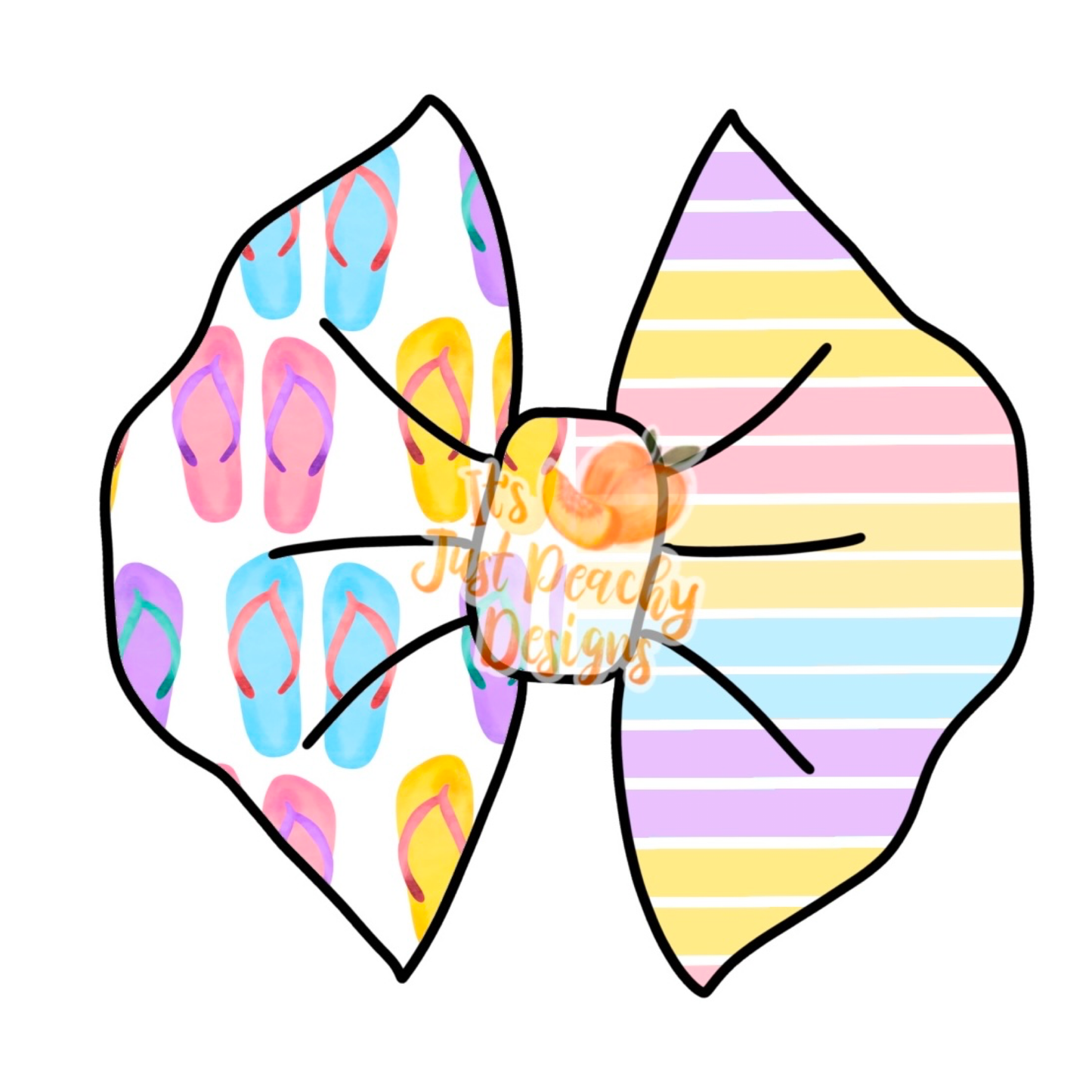 Half/Half Bows- Flip Flop Stripes