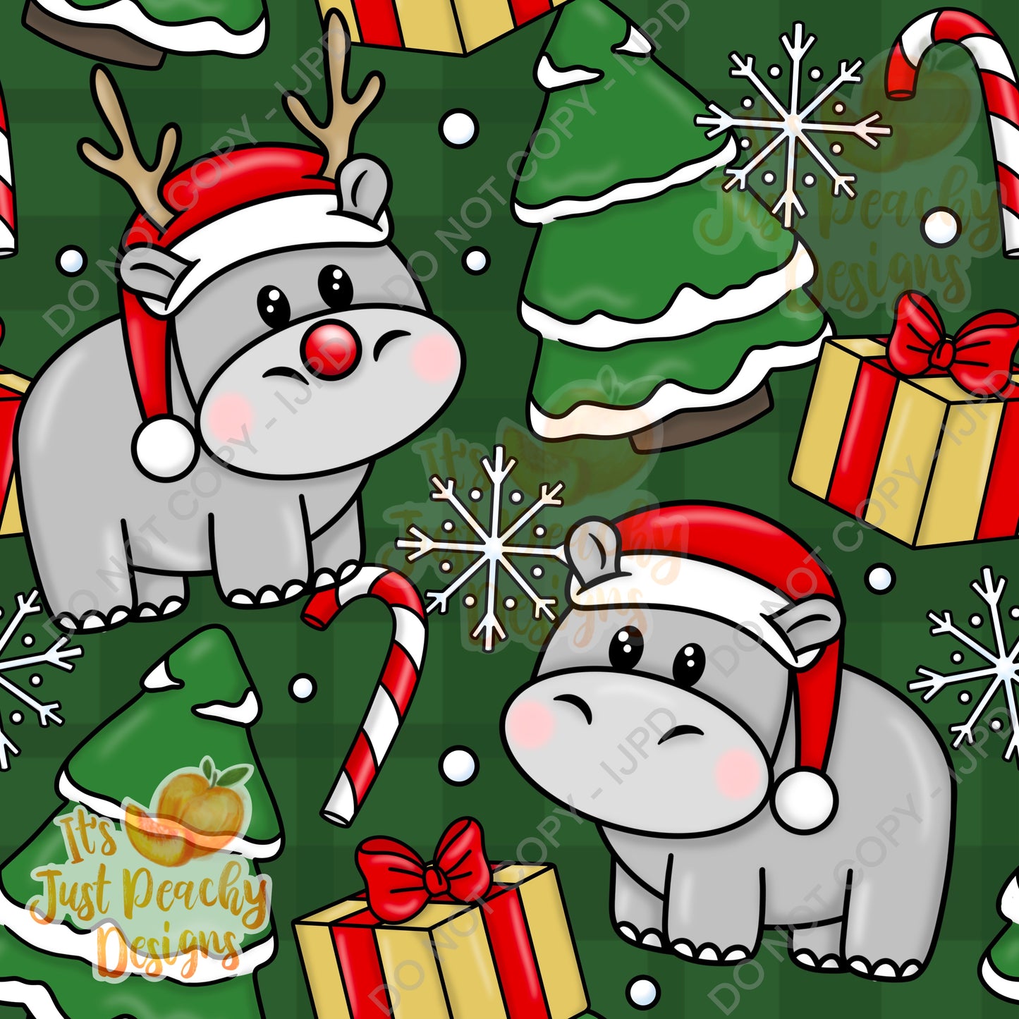 Winter Christmas Hippo - Multiple Colors