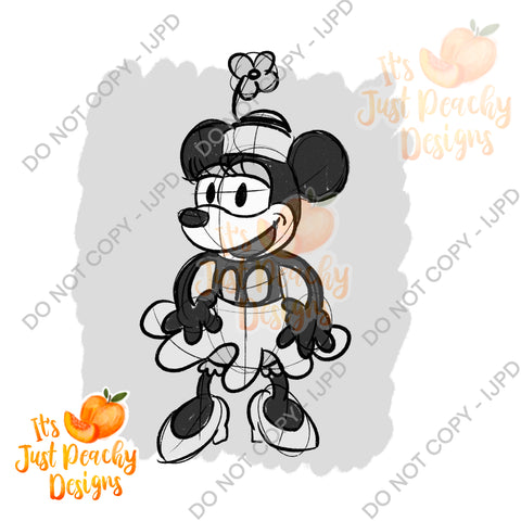 Sketchy Steamboat Willie Friend  PNG
