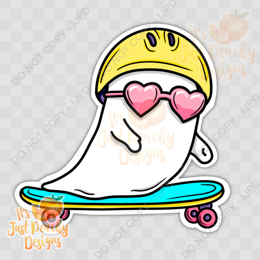 PNG Skateboard Ghost Sticker Style