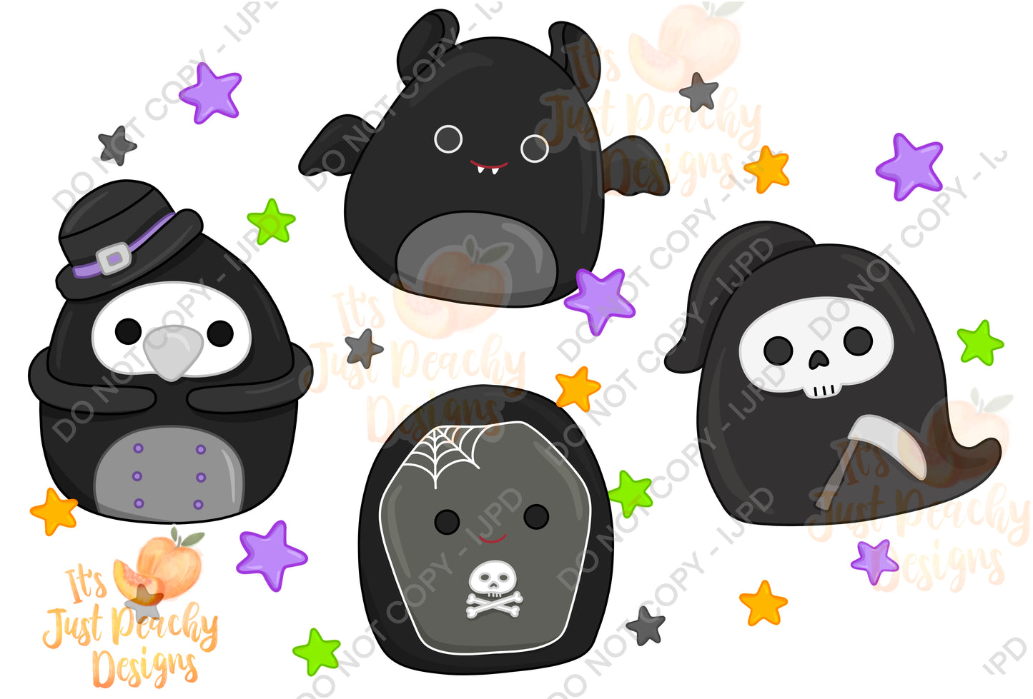 Halloween Squishies - Multiple Colors - Seamless or PNG