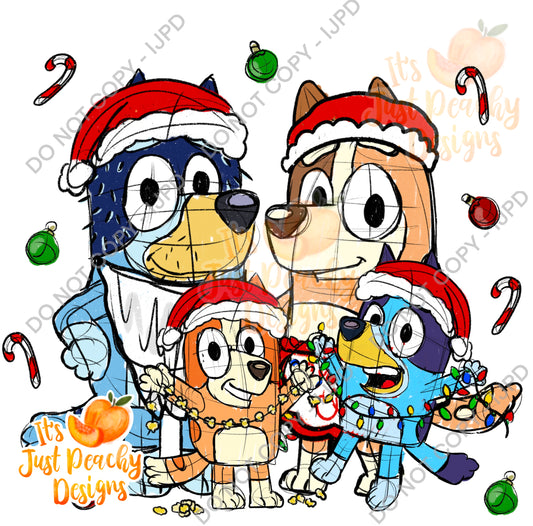 PNG - Sketchy Christmas Dog Family