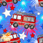 Patriotic Fire Trucks- Mini Collection - PNG or Seamless