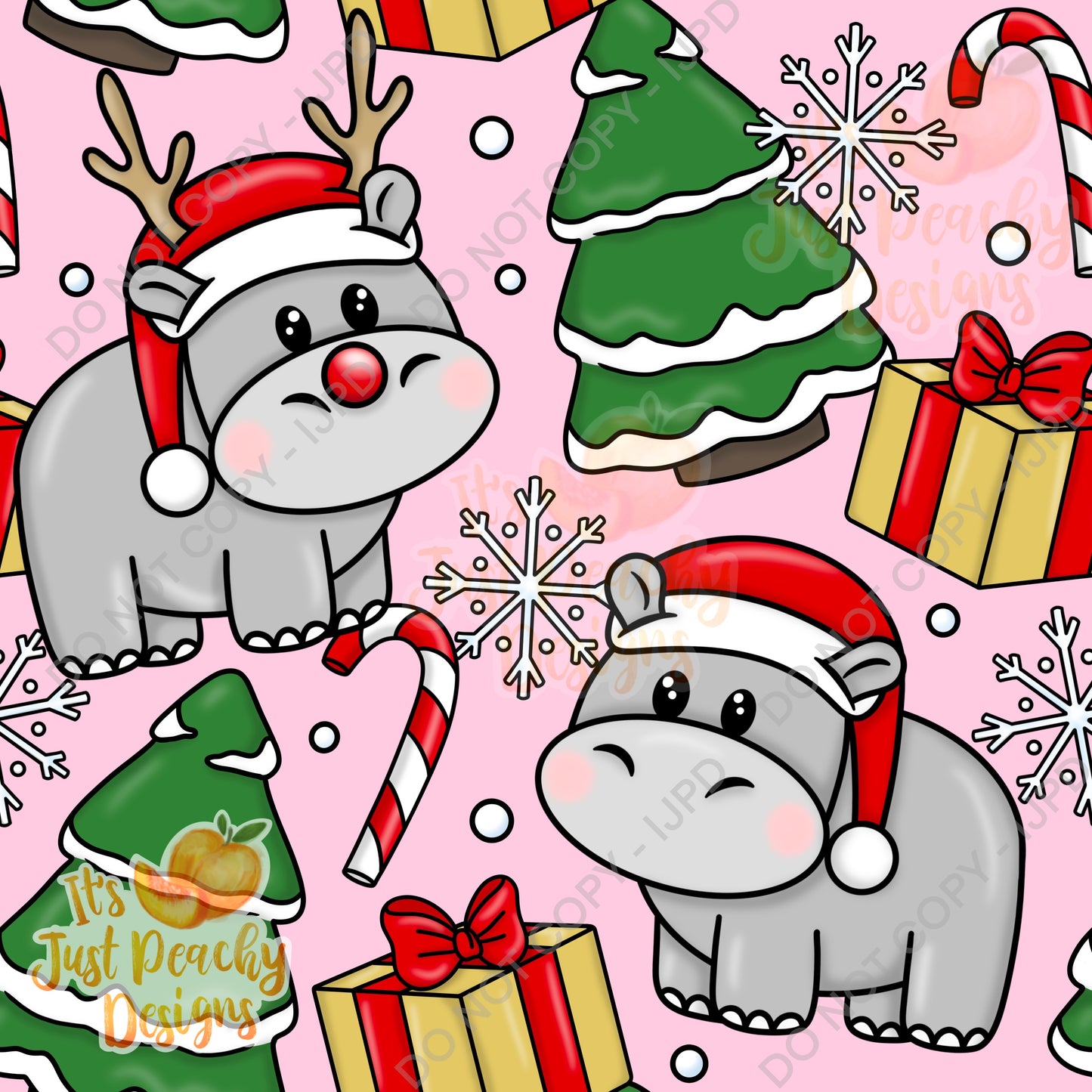 Winter Christmas Hippo - Multiple Colors