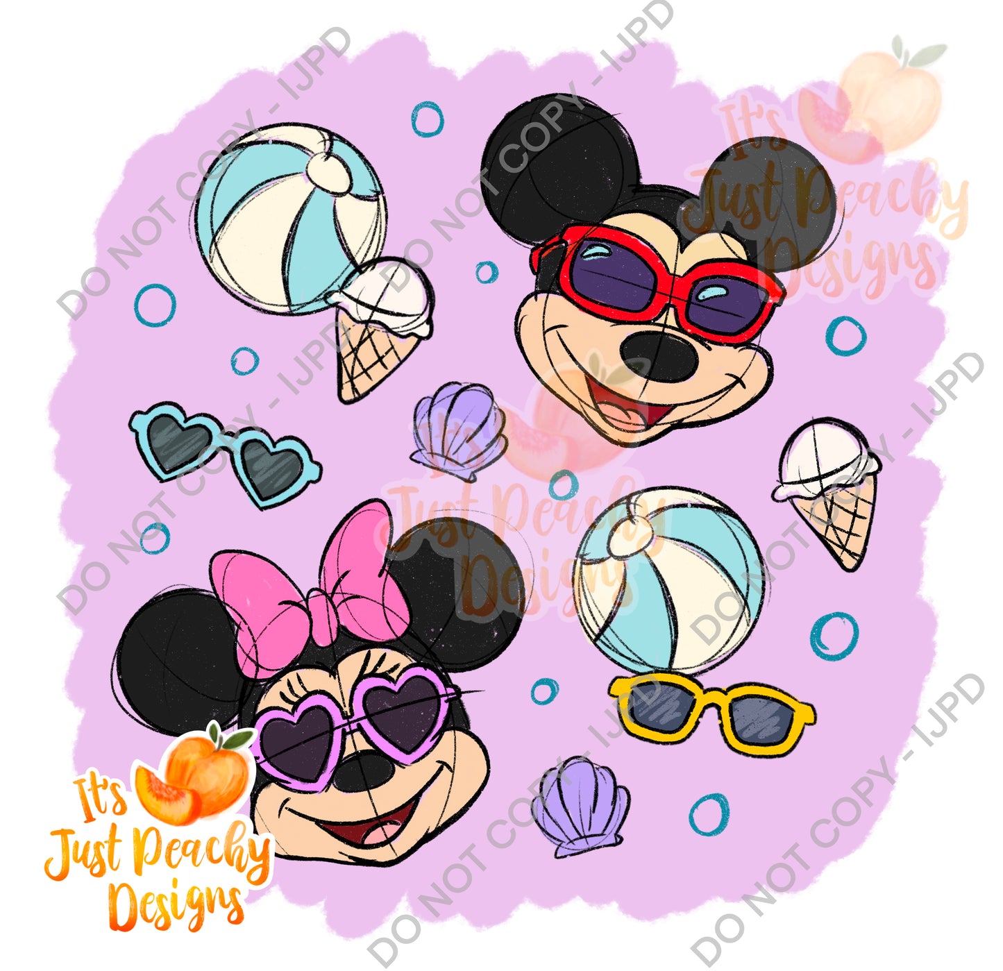 Summer Mouse Pair PNG - Multiple Colors