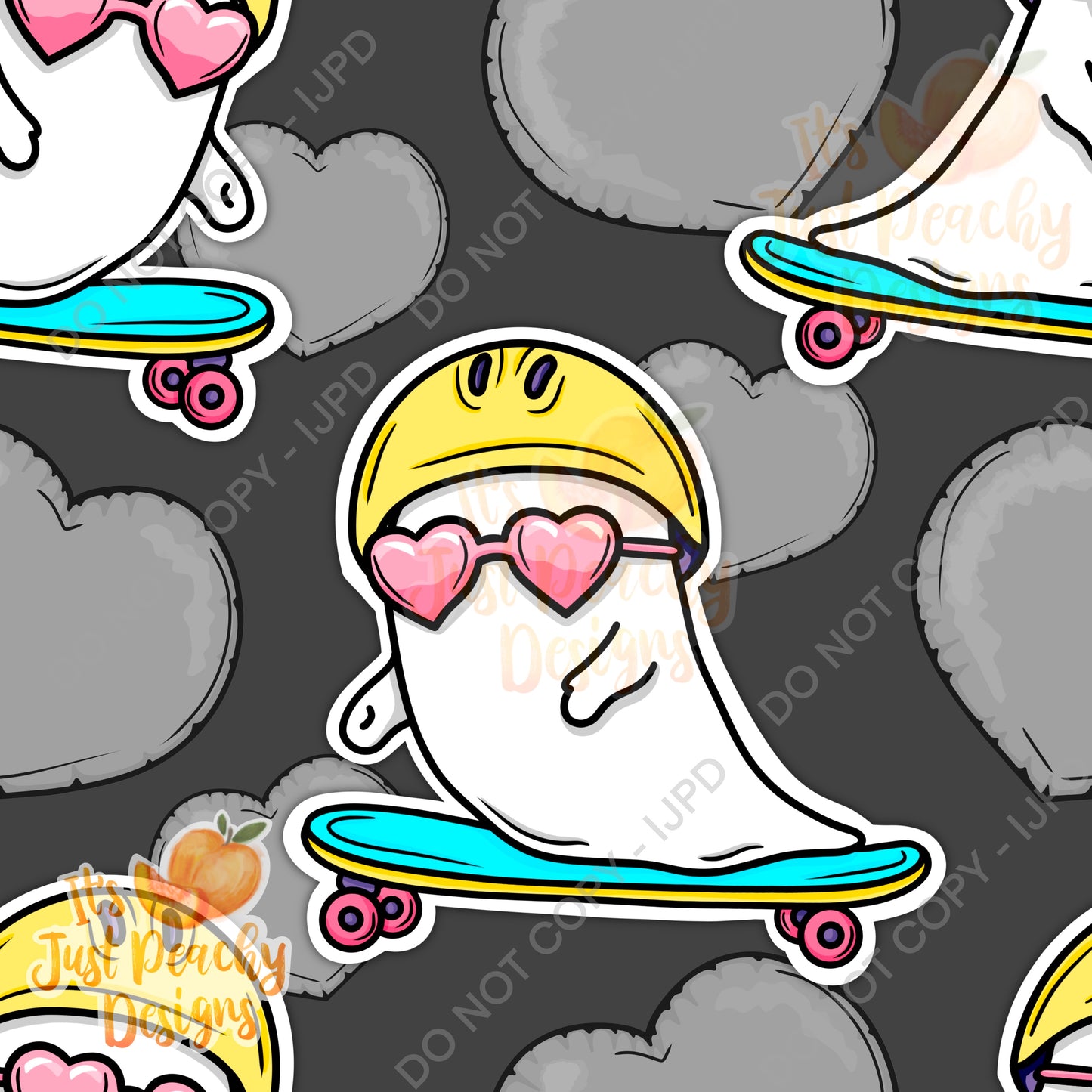 Skateboard Ghost Sticker Style- Multiple Color Options