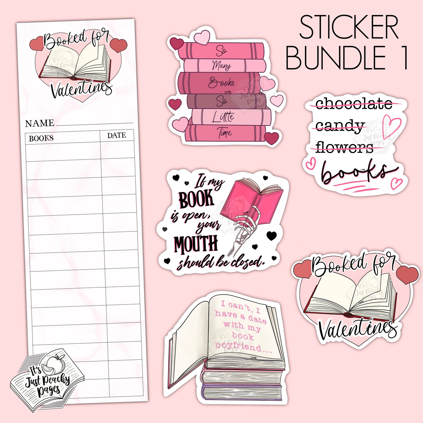 Valentine’s Sticker and Bookmark Bundle 1