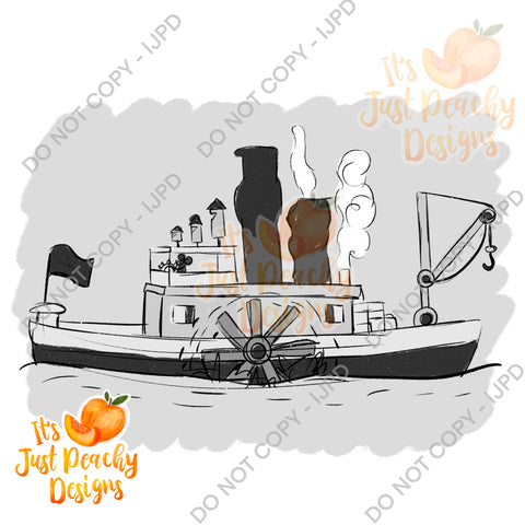 Sketchy Steamboat Willie Boat  PNG