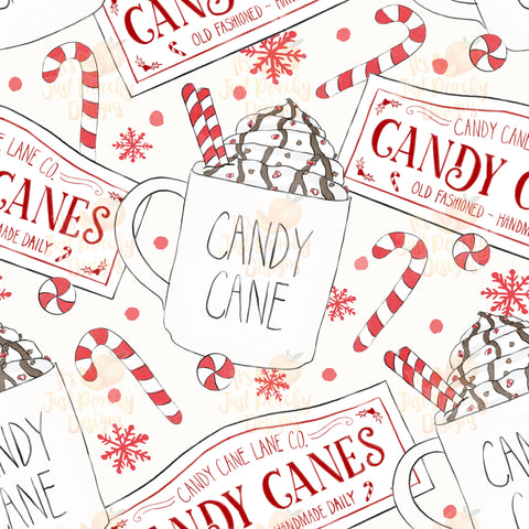 Vintage Red Candy Cane Mugs - Multiple Background Options
