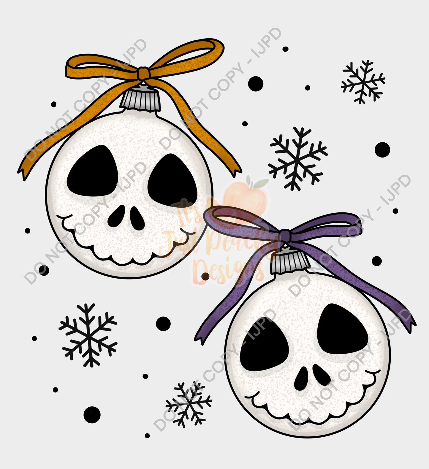 Skull Ornaments PNG- Spooky Christmas