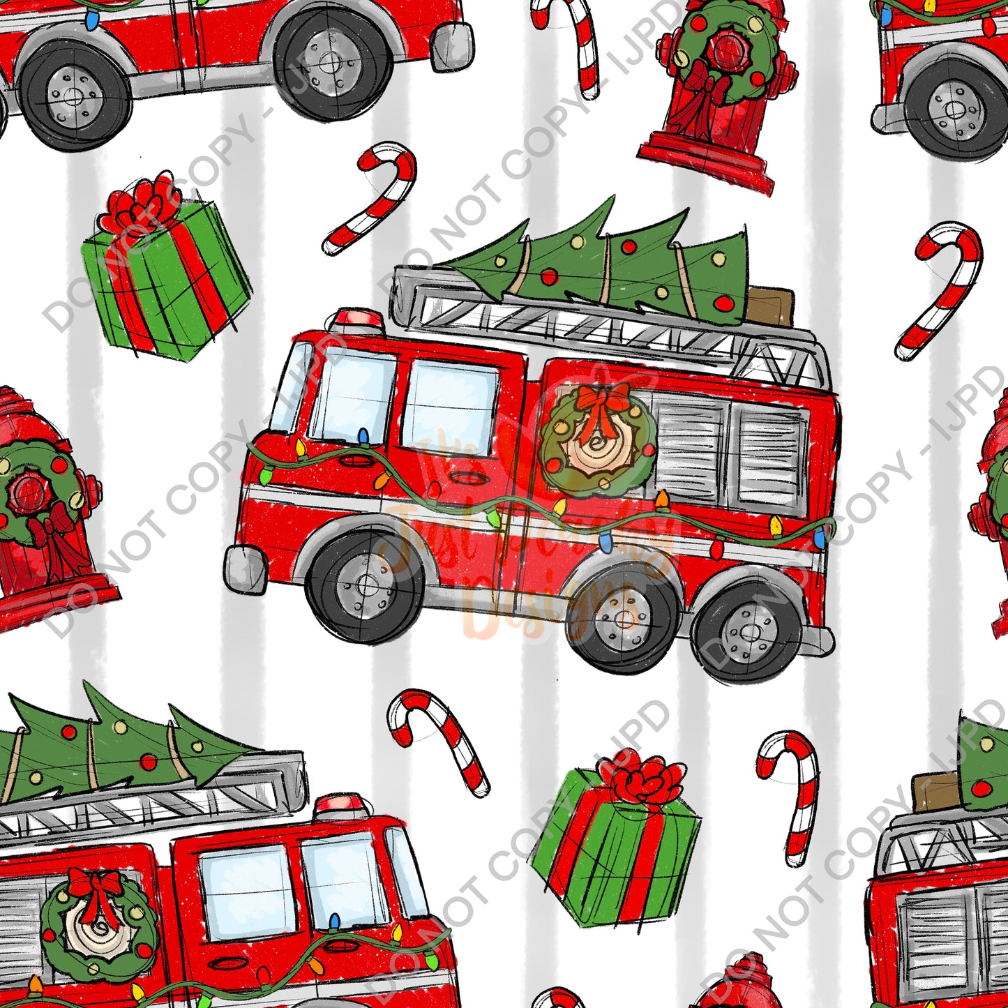 Christmas Fire Trucks- Multiple Colors