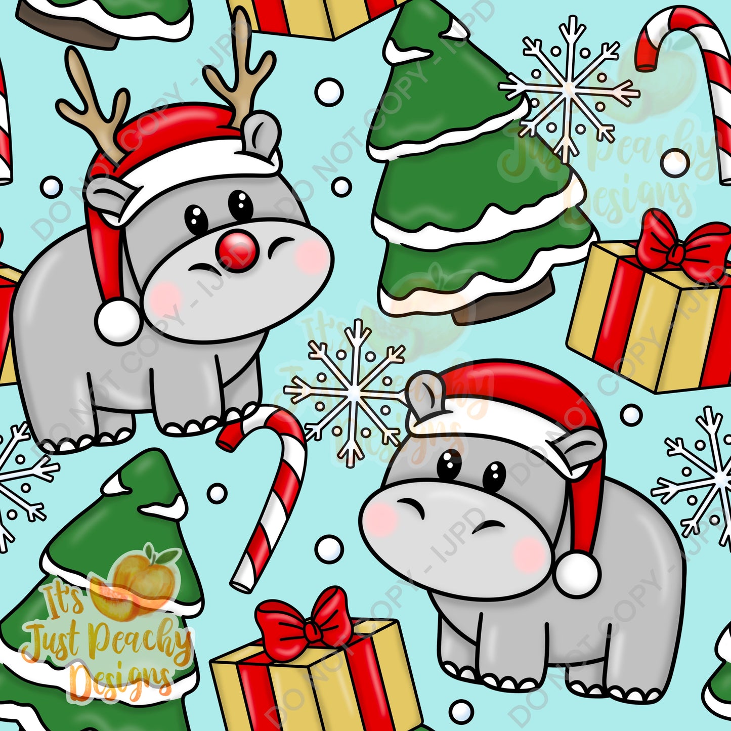 Winter Christmas Hippo - Multiple Colors